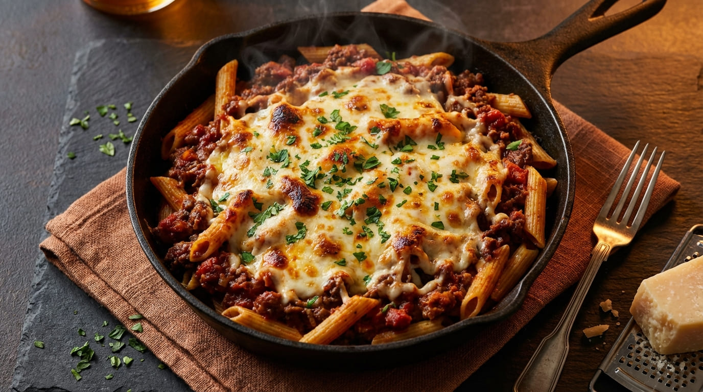 Ground Beef Pasta Skillet — Cheesy Weeknight Dinner