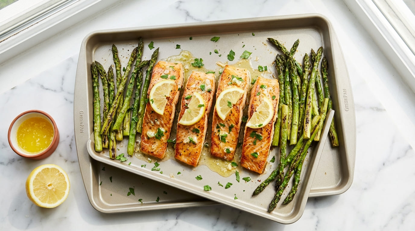 Easy Sheet Pan Salmon with Asparagus and Lemon